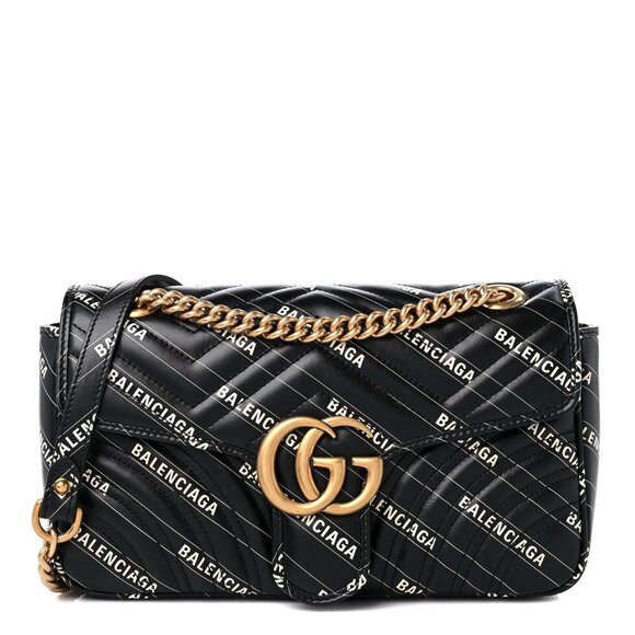 Gucci X BALENCIAGA Calfskin Matelasse Small GG Marmont - Picture 1 of 3